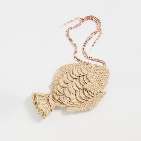 Alemais Handbags - Alemais Horizon Raffia Fish Bag Natural One Size NEW NWT